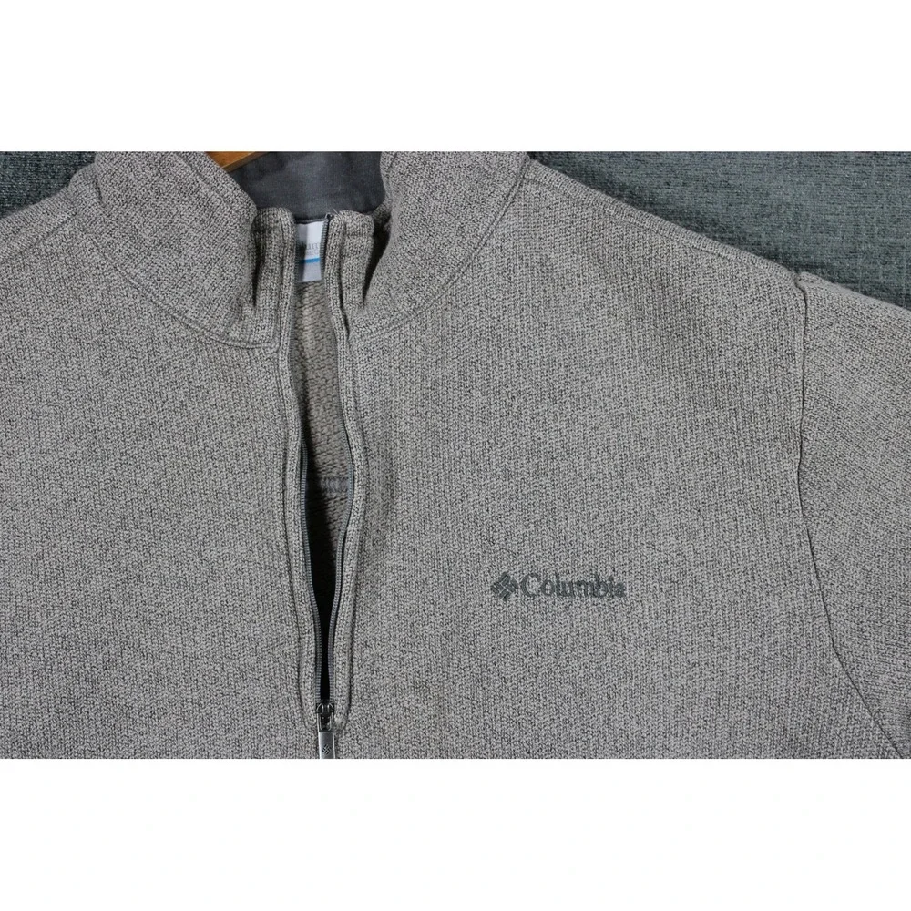 Columbia Mens Gray Quarter Zip Pullover Sweater Heavy Knit Size L RN 69724
